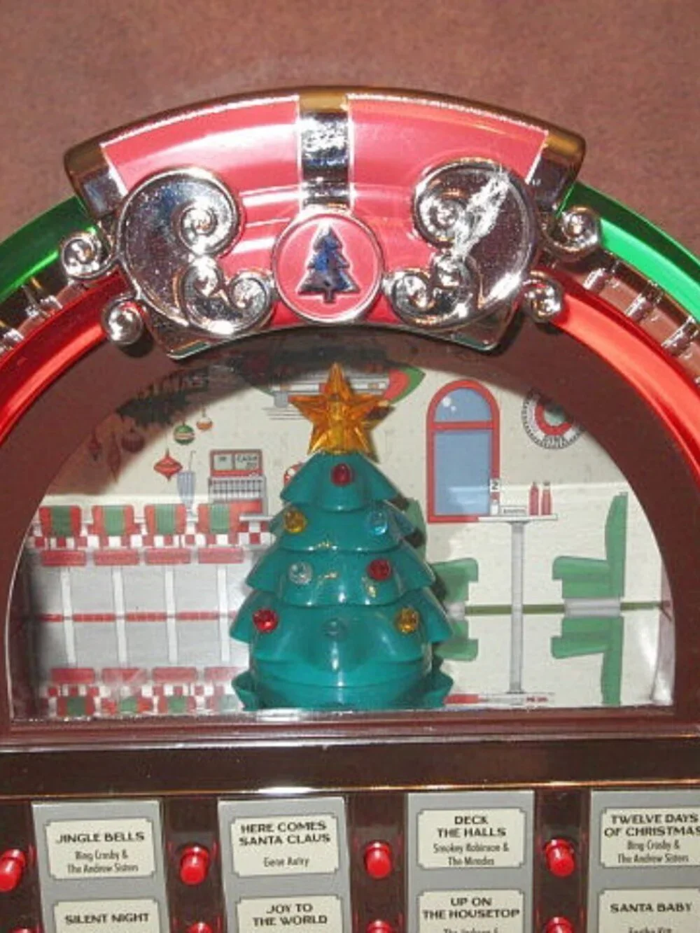 Mr. Christmas Wireless Musical Light Show Jukebox 8 Songs Retro Diner Style VID